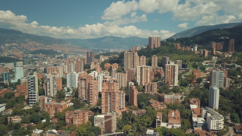 Aerial Drone Shot Of Medellin Colombia