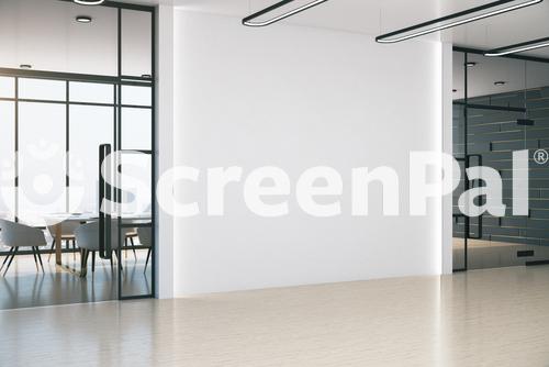 Modern Meeting Office With Blank White Wall Table And Chairs Workplace And Lifestyle Concept 3D Rendering